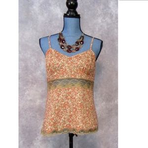 Express Brown & Pink Print w/ Lace Cami Size M